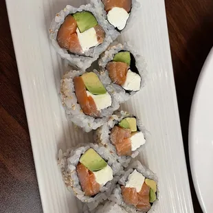 Philly roll! Perfect portions in the roll!