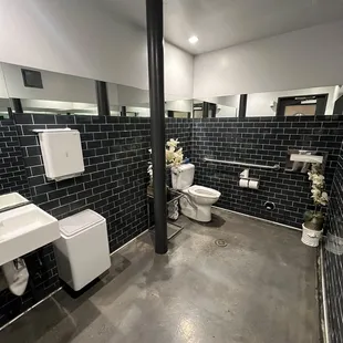 Restroom is spacious and clean