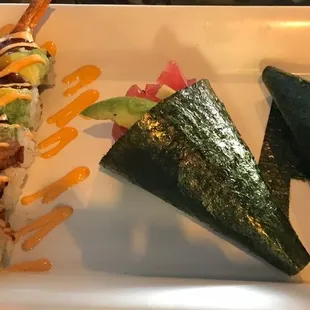 Salmon Hand Roll, Fresh Tuna Hand Roll