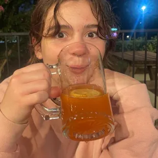 My friend drinking Edgar&apos;s drink