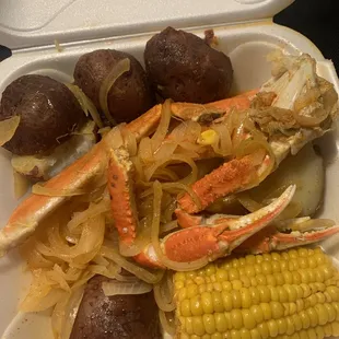 special with 1 snow crab, corn , potatoes.
