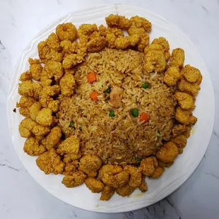 Popcorn Shrimps and Fried Rice