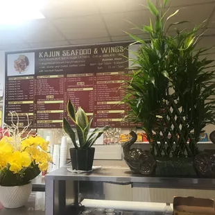 The menu next to the front counter