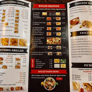 Menu, as of October 2022.