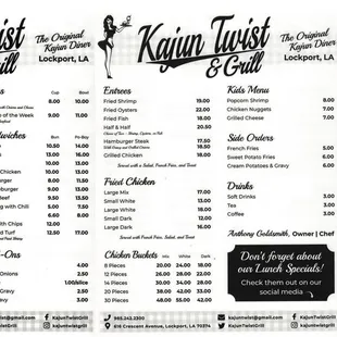 Kajun Twist &amp; Grill Menu