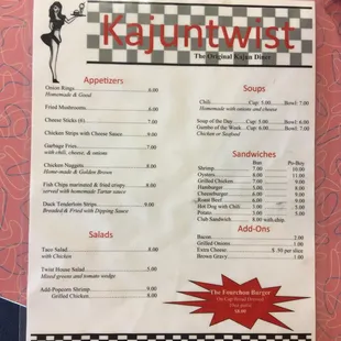 Front of menu