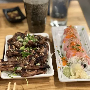 A11. BBQ Beef Ribs and E24. Hey Hamachi Roll