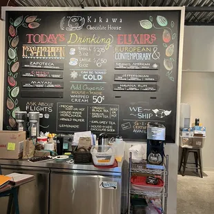 a chalkboard menu