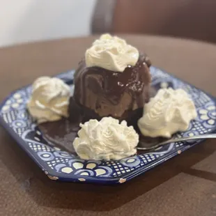 Chocolate Aztec ice cream over brownie