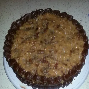 German Chocolate Cake with Chocolate Sides