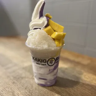 Mango Sticky Rice Soft Serve (with mixed Ube &amp; Vanilla soft serve)