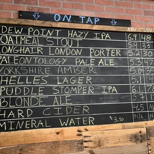 a menu on a blackboard