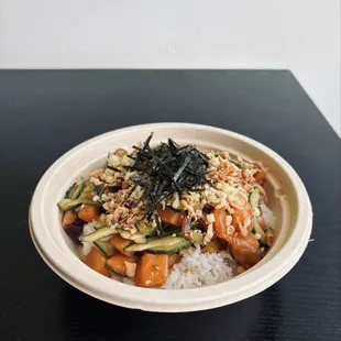 Fresh salmon and veggies build your own small poke