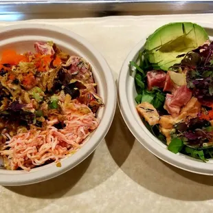 One salad bowl and one rice bowl! You choose all the ingredients, so you cant mess this up :)