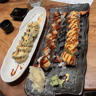 two plates of food on a table