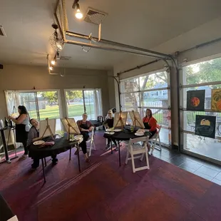 The studio set up for the evening.