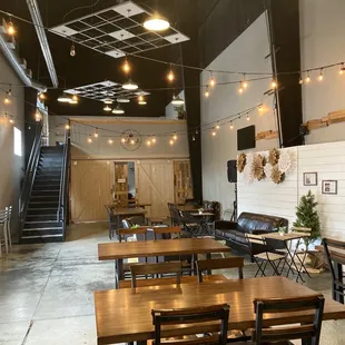 Inside lower level eating area