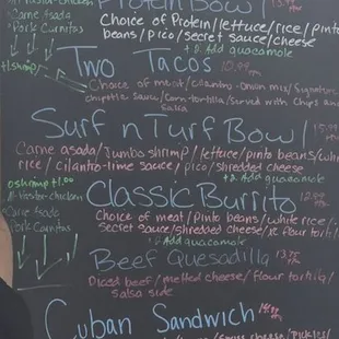 Menu as of 9/2024