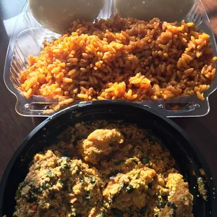 Pounded yam Egusi and jollof of rice