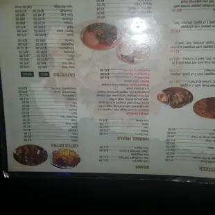 Various items on the menu.