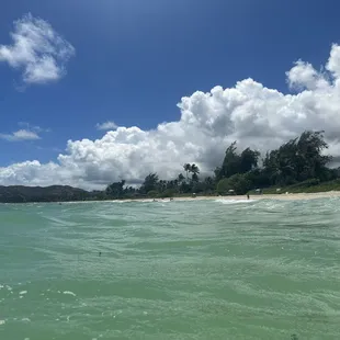 View of the beach from water
