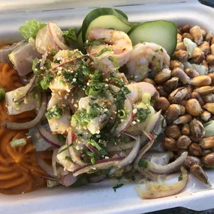 Mixed shrimp and fish ceviche Lao style