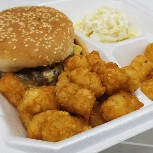 Double Cheeseburger with Tater Tots.