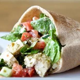 a chicken salad in a pita