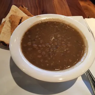 Lentil soup + pita bread!