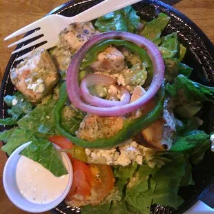 Greek salad with chicken - insanely good