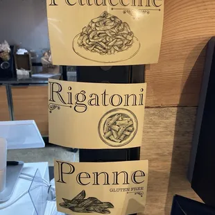 Pasta types available when I went.