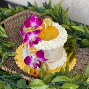 Endless Summer (POG chiffon) - passion fruit, orange, guava cake. Our best seller!