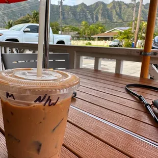 Iced mocha with coconut milk