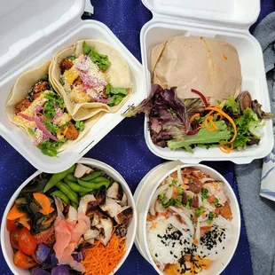 Turkey Kailua Club  Lechon Kawali Bento Mana Bowl with Grilled Chicken Baja Style Fish Tacos