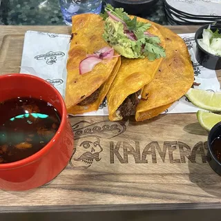 Quesa birria tacos.