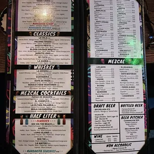 Drink menu