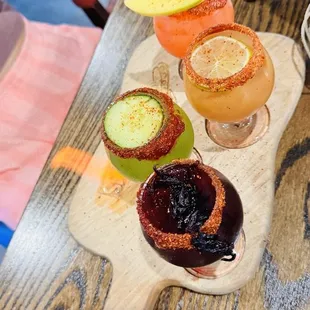 Margarita Flight on Fire Chamoy, Tamarindo, Pepino, Jamaica