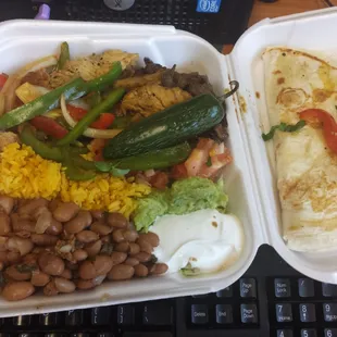 Chicken and steak combo fajita