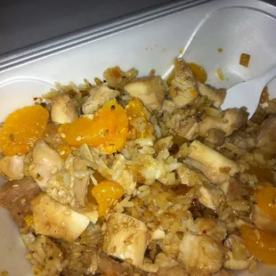 a close up of a container of food