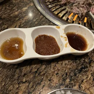 three different sauces