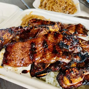 kalbi plate with extra side japchae