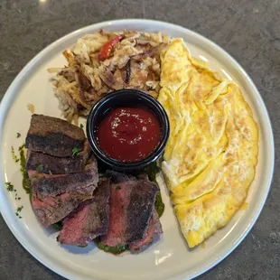 Steak &amp; Eggs plus Potatoes Meal