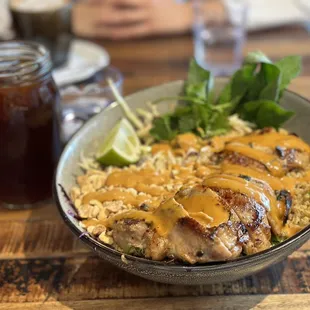 House Cold Brew - 16oz + Thai Tofu/Chicken Buddha Bowl
