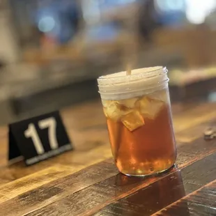 Passion Black Iced Tea sweetened with Raspberry syrup