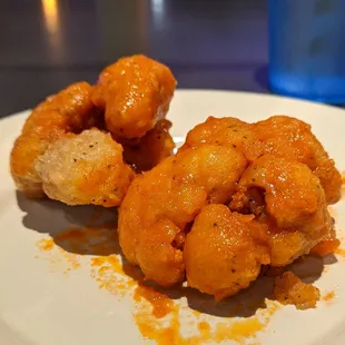 Fried cauliflower in buffalo sauce