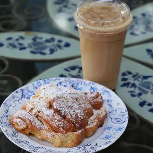 Toasted Almond Croissant iced vanilla Latte