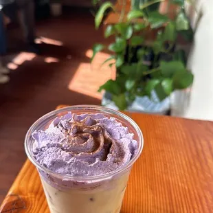Coconut cold brew with ube whip