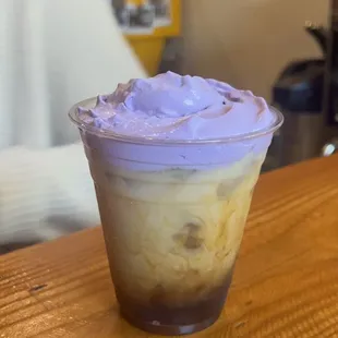 Coconut cold brew with ube whip