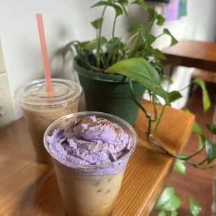 Coconut Cold Brew with Ube Whip and Turon Latte
