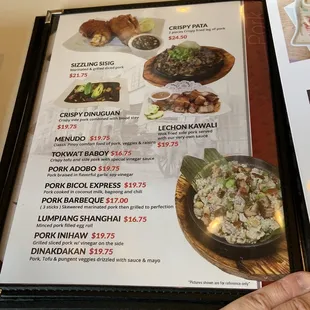 Menu items as of 2/25/23